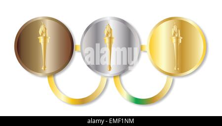 Medaglia anelli olimpici Illustrazione Vettoriale