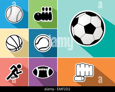 Sport set di icone illustrazione piatta Illustrazione Vettoriale