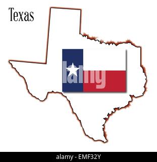 Mappa Texas e Flag Illustrazione Vettoriale