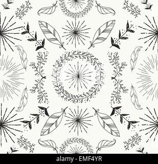 Abstract e piuma floreale modello senza giunture Illustrazione Vettoriale