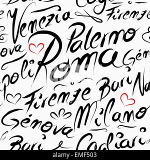 Viaggiare in Italia la città di destinazione i nomi del modello senza giunture Illustrazione Vettoriale
