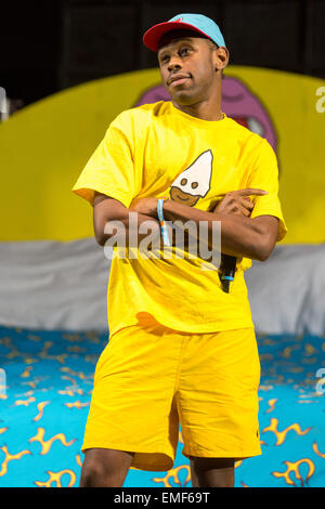 Indio, California, Stati Uniti d'America. Xviii Apr, 2015. Il rapper TYLER, il creatore si esibisce dal vivo durante la tre giorni di musica di Coachella e Arts Festival presso Empire Polo Club di Indio, California © Daniel DeSlover/ZUMA filo/Alamy Live News Foto Stock