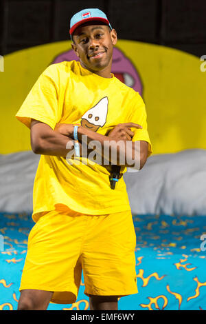 Indio, California, Stati Uniti d'America. Xviii Apr, 2015. Il rapper TYLER, il creatore si esibisce dal vivo durante la tre giorni di musica di Coachella e Arts Festival presso Empire Polo Club di Indio, California © Daniel DeSlover/ZUMA filo/Alamy Live News Foto Stock