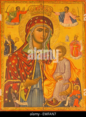 Gerusalemme, Israele - 3 Marzo 2015: l'icona della Madonna dalla chiesa del Santo Sepolcro. Foto Stock