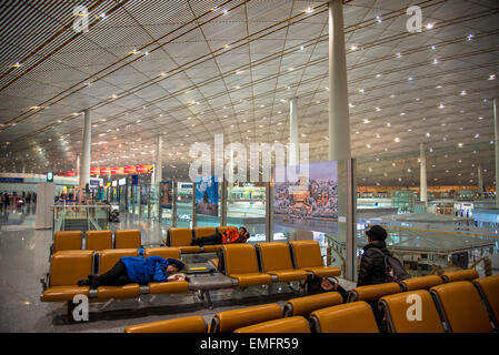 Aeroporto centrale hall a Pechino in Cina Foto Stock