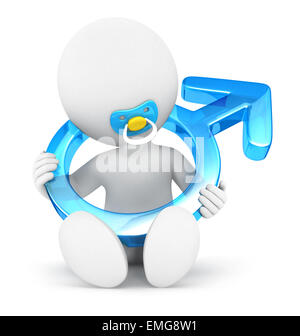 3d la gente bianca baby boy segno, isolato sfondo bianco, l'immagine 3D Foto Stock
