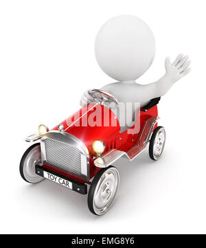 3d bianchi giocattolo auto, isolato sfondo bianco, l'immagine 3D Foto Stock