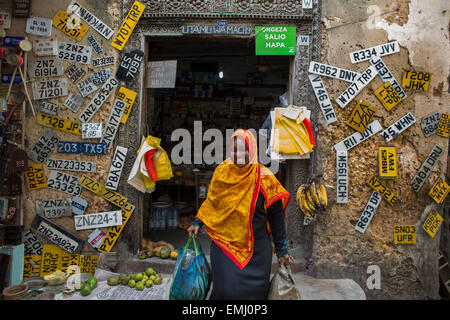 Negozio di generi alimentari a Zanzibar Foto Stock