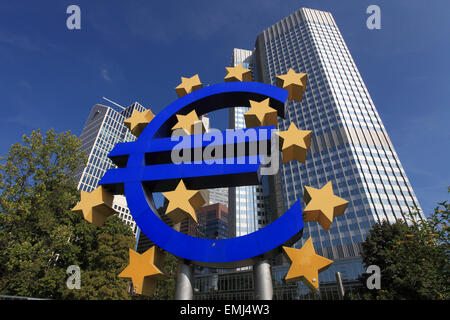 Assia, Frankfurt am Main, Euro segno, Banca centrale europea, Foto Stock