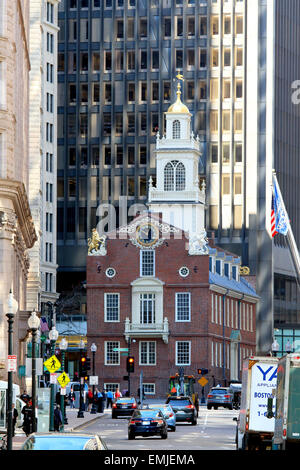 Boston Freedom Trail landmark. La Old State House site del massacro di Boston. Boston Massachusetts. Foto Stock
