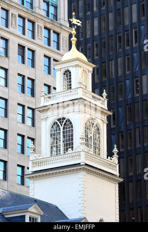 Boston Freedom Trail landmark. La Old State House site del massacro di Boston. Boston Massachusetts. Foto Stock