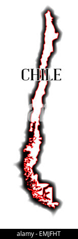 Profilo vuoto mappa del Paese sud americano del Cile Foto Stock