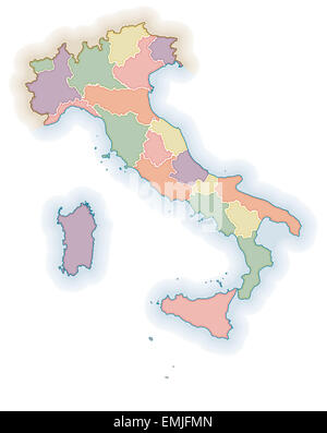Mappa politico dell'Italia. Foto Stock