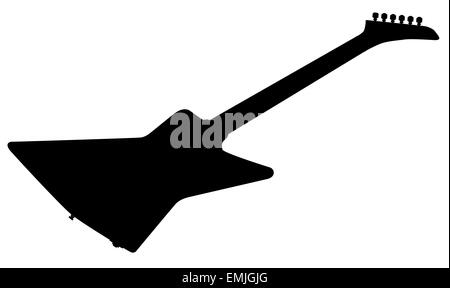 Una moderna cercando di chitarra elettrica silhouette isolato su uno sfondo bianco Foto Stock