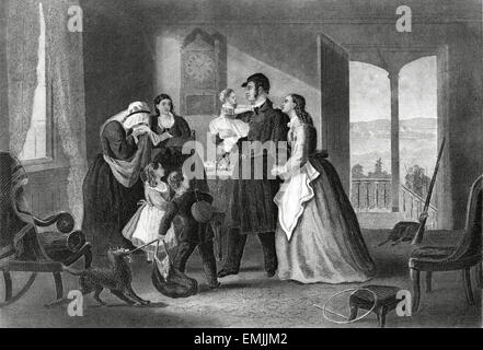 "La partenza per la guerra", disegnato da G. Bianco, inciso da J. G. MacRae, incisione, circa 1870 Foto Stock