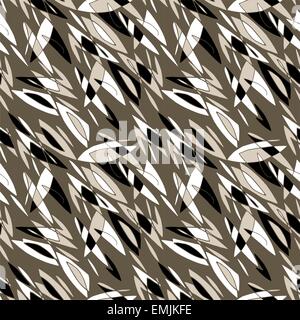 Astratta geometrica seamless pattern motivo floreale sfondo. Forme colorate di foglie, fiori, parti di pianta composizione Illustrazione Vettoriale