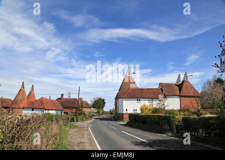 Kentish Oast Houses, Kent, Regno Unito. Tradizionale scena di campagna del Kent Foto Stock