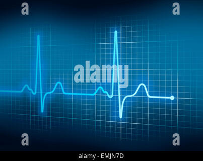 Elettrocardiografia blu cuore battere impulso sul grafico. Foto Stock