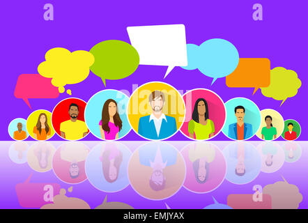 Persone Chat di gruppo Social Network icone di comunicazione Foto Stock