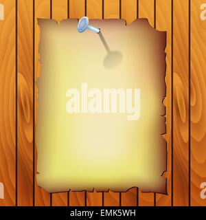 Illustrazione Vettoriale di pergamen sulla texture di legno Illustrazione Vettoriale
