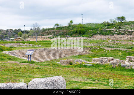 Antico teatro greco di Morgantina rovine, Sicilia, Italia Foto Stock