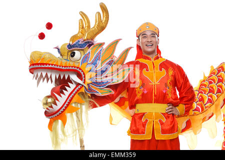 Il giovane dragon dance Foto Stock