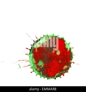 Colore rosso e verde macchia di inchiostro su uno sfondo bianco. Elementi di progettazione grafica. Arte astratta. Foto Stock
