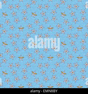 Seamless pattern retrò di piccoli fiori su sfondo blu Illustrazione Vettoriale