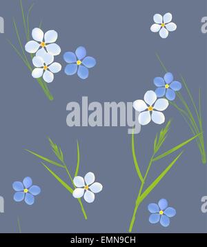 Seamless pattern retrò di piccoli fiori ed erba Illustrazione Vettoriale
