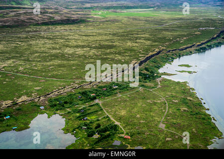 Mid-Atlantic Ridge, Almannagja fessura, Thingvellir National Park, Islanda. Foto Stock