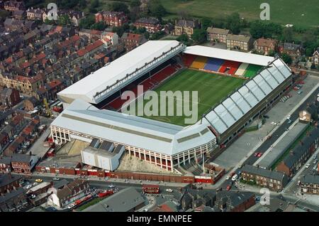 Fotografie aeree di homecoming Victory Parade per Liverpool FC giocatori, dopo aver vinto la finale di FA Cup, raffigurato 21 maggio 1989. Anfield, casa di Liverpool Football Club. Finale di FA Cup 1989 Liverpool 3-2 Everton Foto Stock