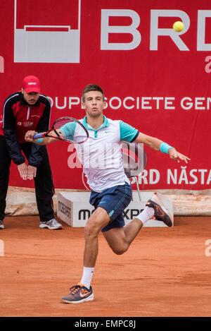 Aprile 22, 2015: Borna CORIC CRO in azione durante il torneo ATP BRD Nastase Tiriac Trophy di BNR Arenas, Romania ROU. Catalin Soare/www.sportaction.ro Foto Stock