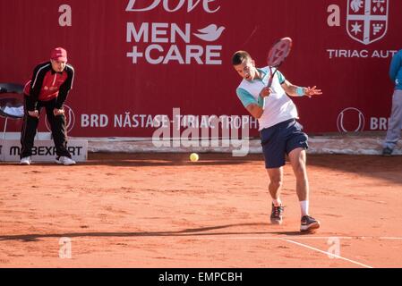 Aprile 22, 2015: Borna CORIC CRO in azione durante il torneo ATP BRD Nastase Tiriac Trophy di BNR Arenas, Romania ROU. Catalin Soare/www.sportaction.ro Foto Stock