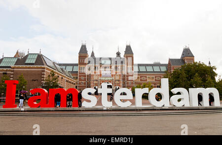 Mi segno di amsterdam sul Museumplein Amsterdam Olanda Foto Stock