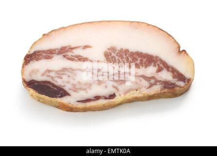 Guanciale, italiano guanciale sale salumi isolati su sfondo bianco Foto Stock