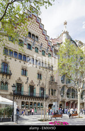 Casa Batlló di Gaudí e la Casa Amatller da Cadafalch, Barcellona, in Catalogna, Spagna Foto Stock