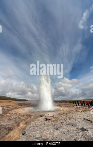 Il grande Geysir Islanda sudoccidentale Foto Stock