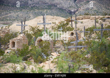 Cimitero Terlingua, Terlinguaa città fantasma, Texas Foto Stock