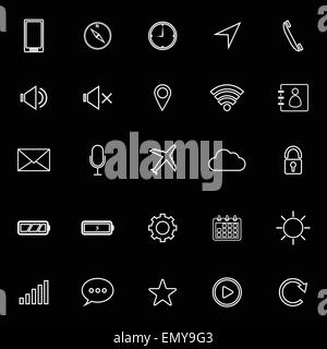 Telefono cellulare le icone della linea su sfondo nero, vettore di stock Illustrazione Vettoriale