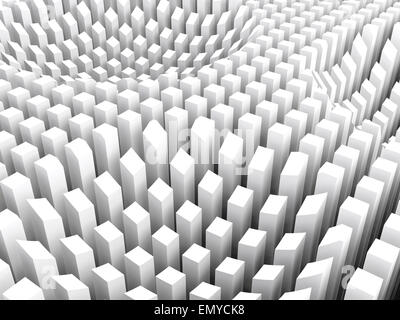Abstract sfondo digitale con superficie curva formata dai lati di testa delle colonne bianche zona array, 3d illustrazione Foto Stock