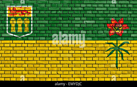 Bandiera del Saskatchewan dipinta su un muro di mattoni Foto Stock