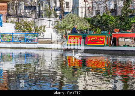 Jason's Canal viaggio barca stretta Little Venice Londra Inghilterra REGNO UNITO Foto Stock