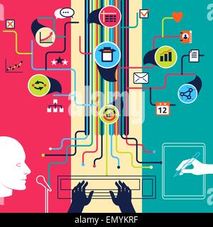 Voce, testo input manuale di dati. Concetto illustrazione Illustrazione Vettoriale