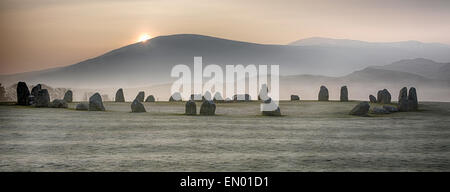 Sunrise over Castlerigg Stone Circle, Lake District, Inghilterra Foto Stock