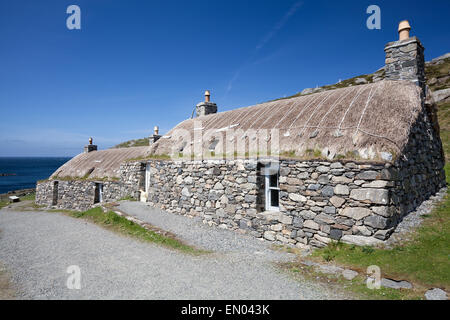 Tradizionale casa di nero sulla isola di Lewis, Ebridi Esterne, Scozia Foto Stock