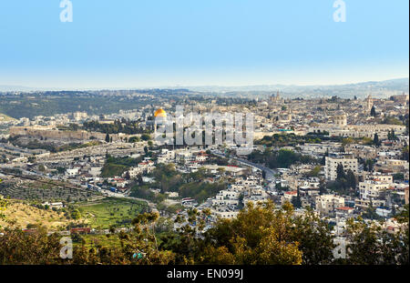 Gerusalemme e il Monte del Tempio vista panoramica Foto Stock