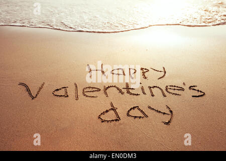 Il giorno di San Valentino card, saluti sulla spiaggia Foto Stock