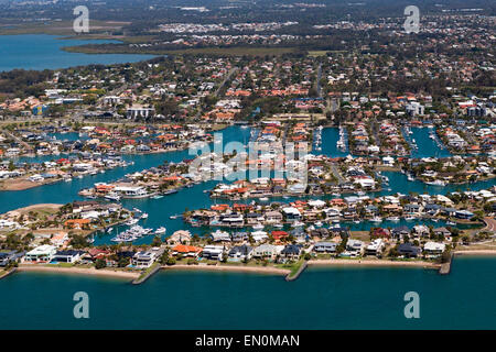 Vista aerea di Raby Bay, Cleveland, Brisbane, Australia Foto Stock