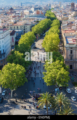 Strada famosa Rambla di Barcellona Foto Stock