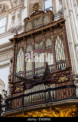 Dettaglio di un 2 secolo vecchio organo in spagnolo chiesa cattolica Foto Stock